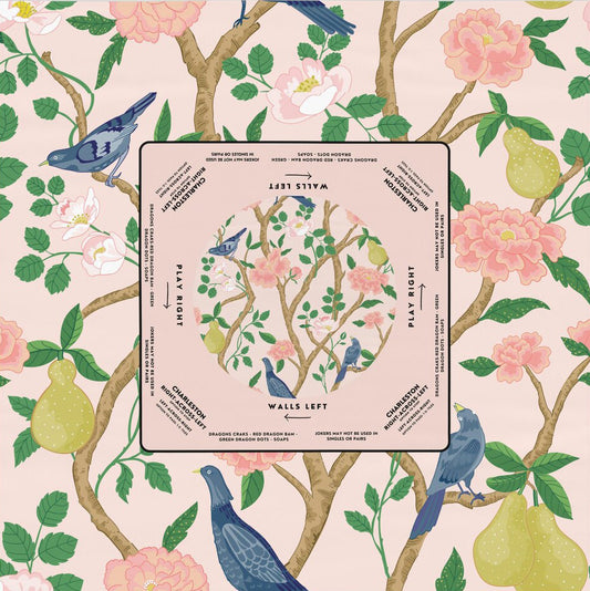 Birdie at Play Mahjong Tablecloth with Instructions – Perfect for Mahjong Enthusiasts and Teams