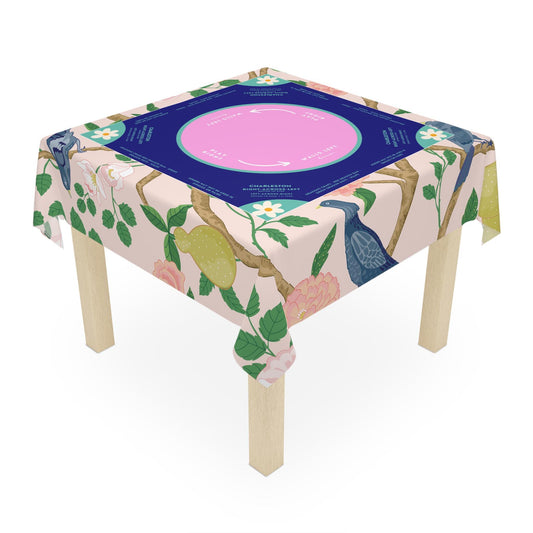 Birds at Play Mahjong Tablecloth - Colorful Daisies Design for Mahjong Enthusiasts
