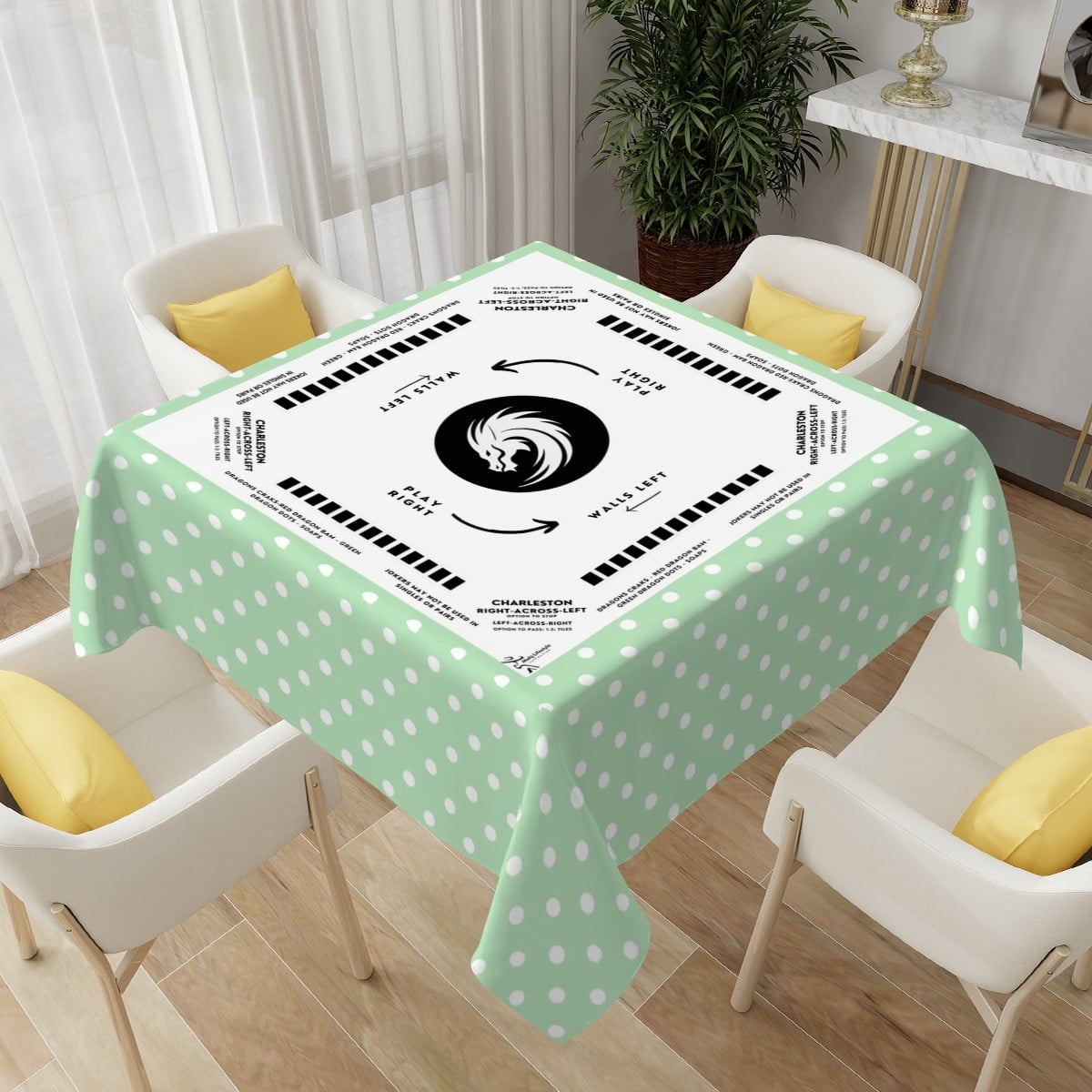 Polka Dot Mahjong Tablecloth – 60 Inch