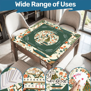 Green Peacock Design Mahjong Mat, Size 31.5 x 31.5  inches