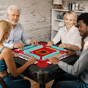 Red Design Mahjong Mat 31.5 x 31.5 - Durable Surface for Great Game Nights