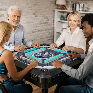 Chinoiserie Mahjong Mat with Storage Case | Classic Blue & White Table Mat