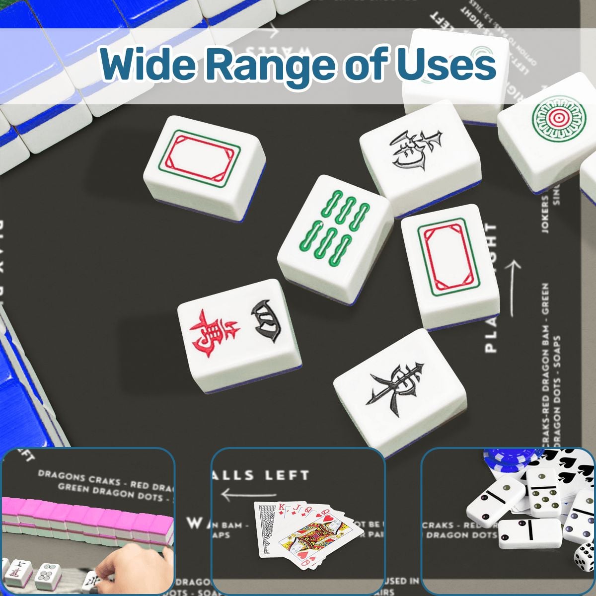 Midnight Toile Mahjong Mat with Storage Case