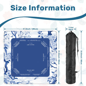Blue Garden Mahjong Mat with Storage Case | Classic Blue & White Design