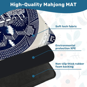Navy Chinoiserie Mahjong Mat 31.5 x 31.5 - Essential for Mahjong Enthusiasts