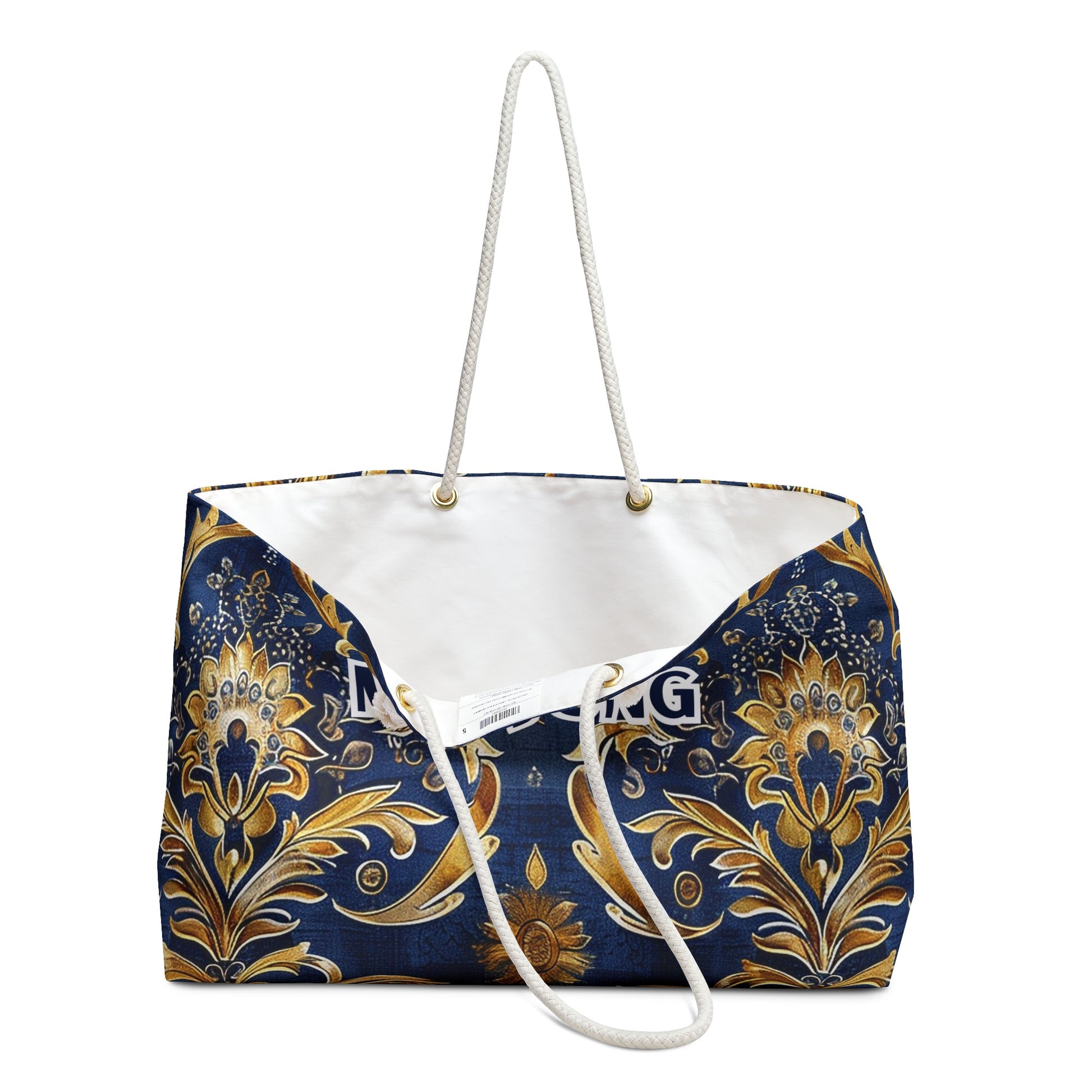 Blue and Hints of Gold Kaleidoscopic Mahjong Tote Bag