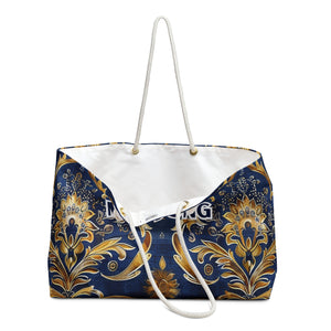 Blue and Hints of Gold Kaleidoscopic Mahjong Tote Bag