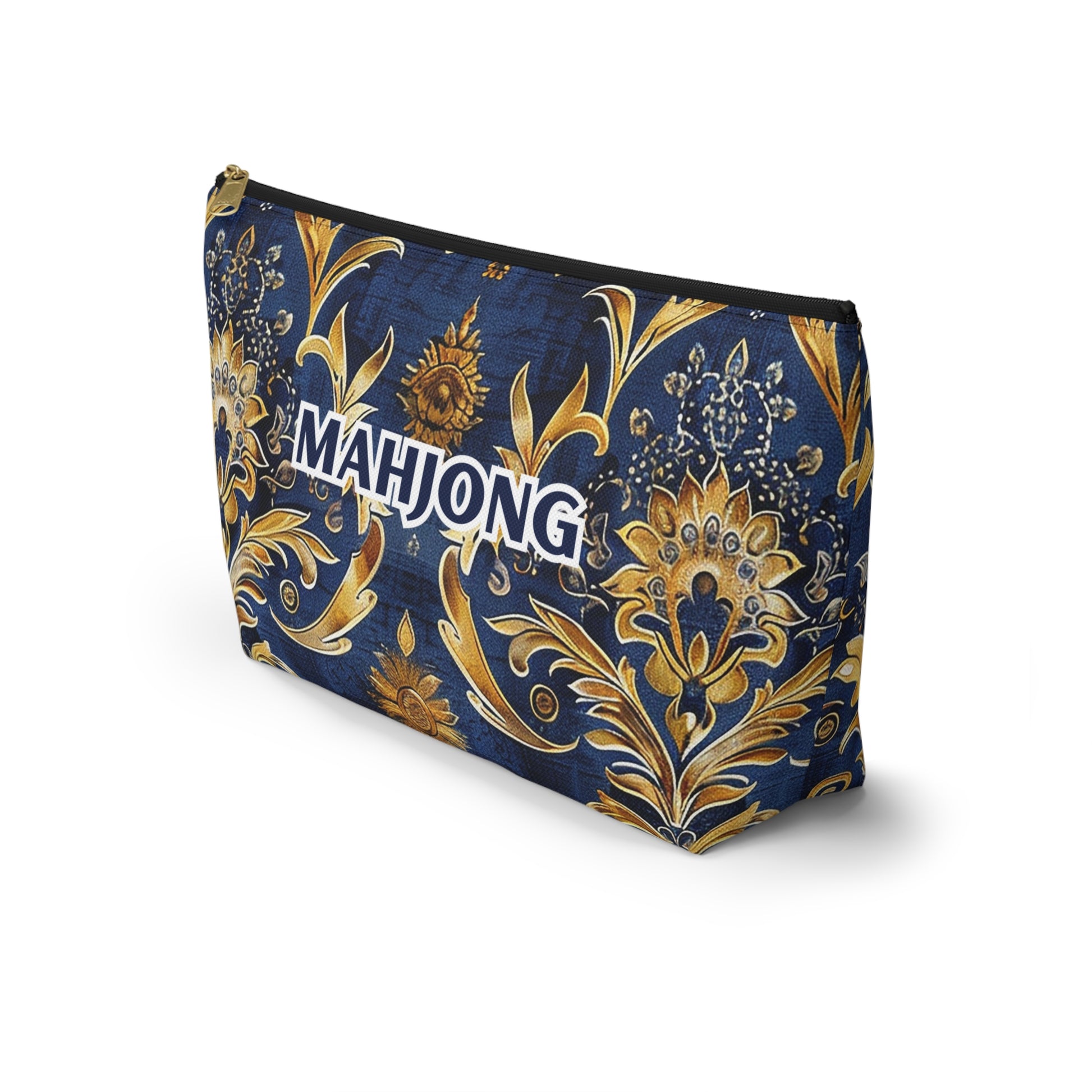 Vibrant Blue and Hints of Gold Mahjong Pouch