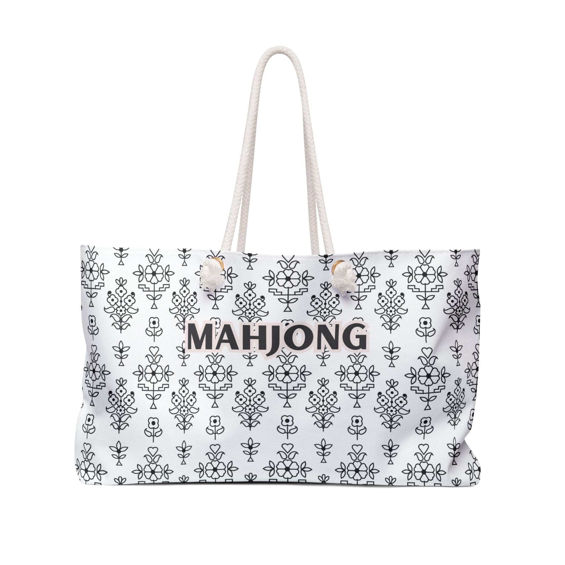 White Mahjong Tote Bag with Sleek Design