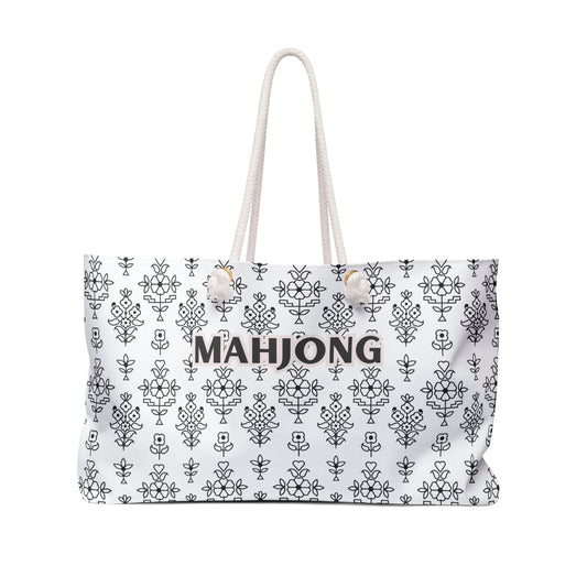 White Mahjong Tote Bag with Sleek Design