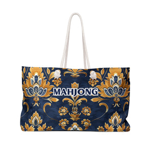 Vibrant Golden and Blue Mahjong Tote Bag