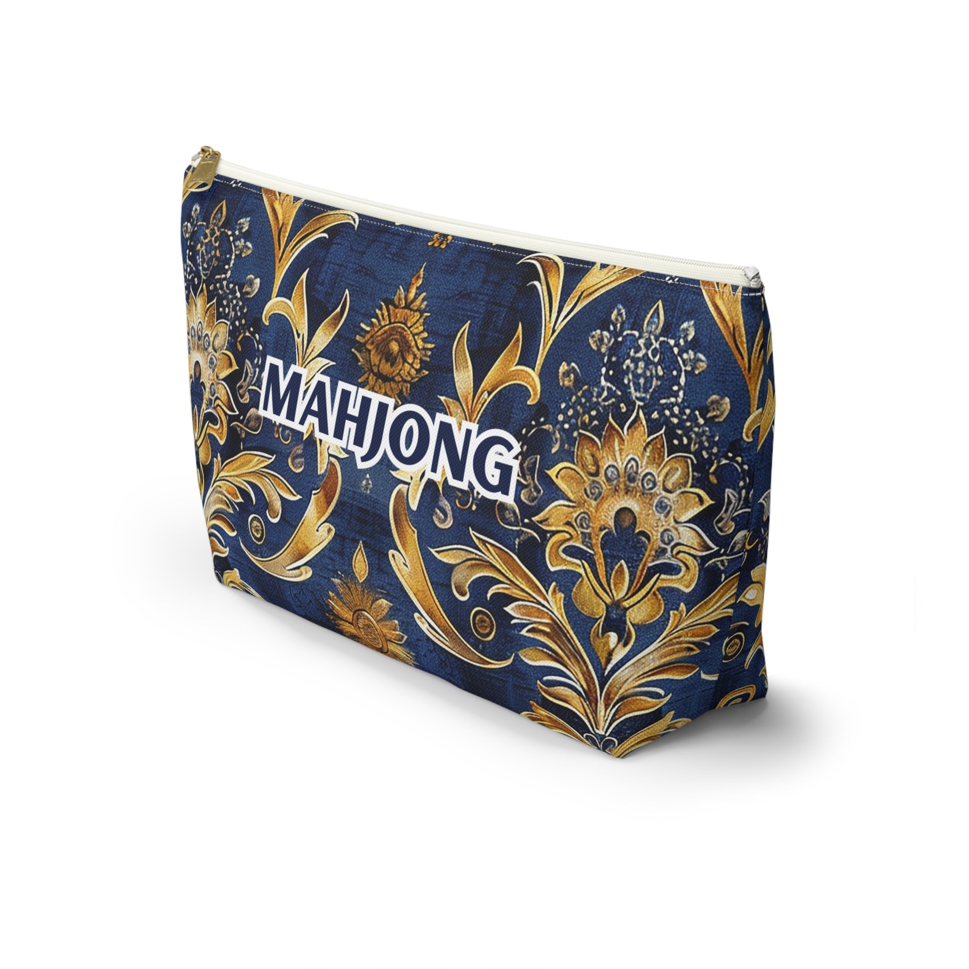 Vibrant Blue and Hints of Gold Mahjong Pouch