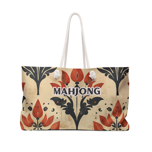 Playful Orange Petal  Mahjong Tote Bag