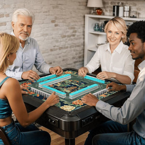 Green Peacock Mahjong Mat 30x30 - Durable Surface for Great Game Nights