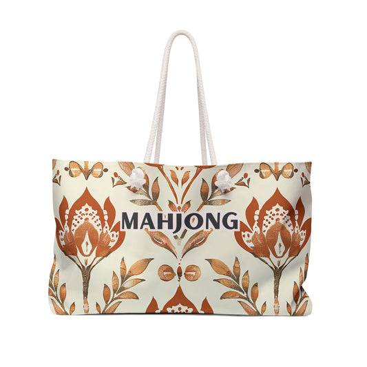 Orange Brightly Bohemian Mahjong Tote Bag