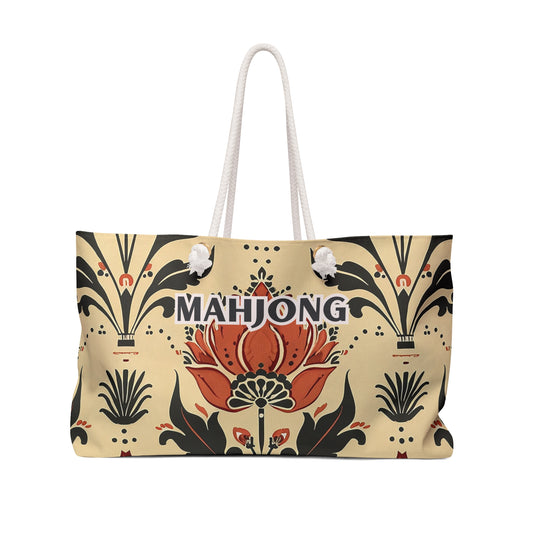 Tan Radiant Fresh Floral Mahjong Tote Bag