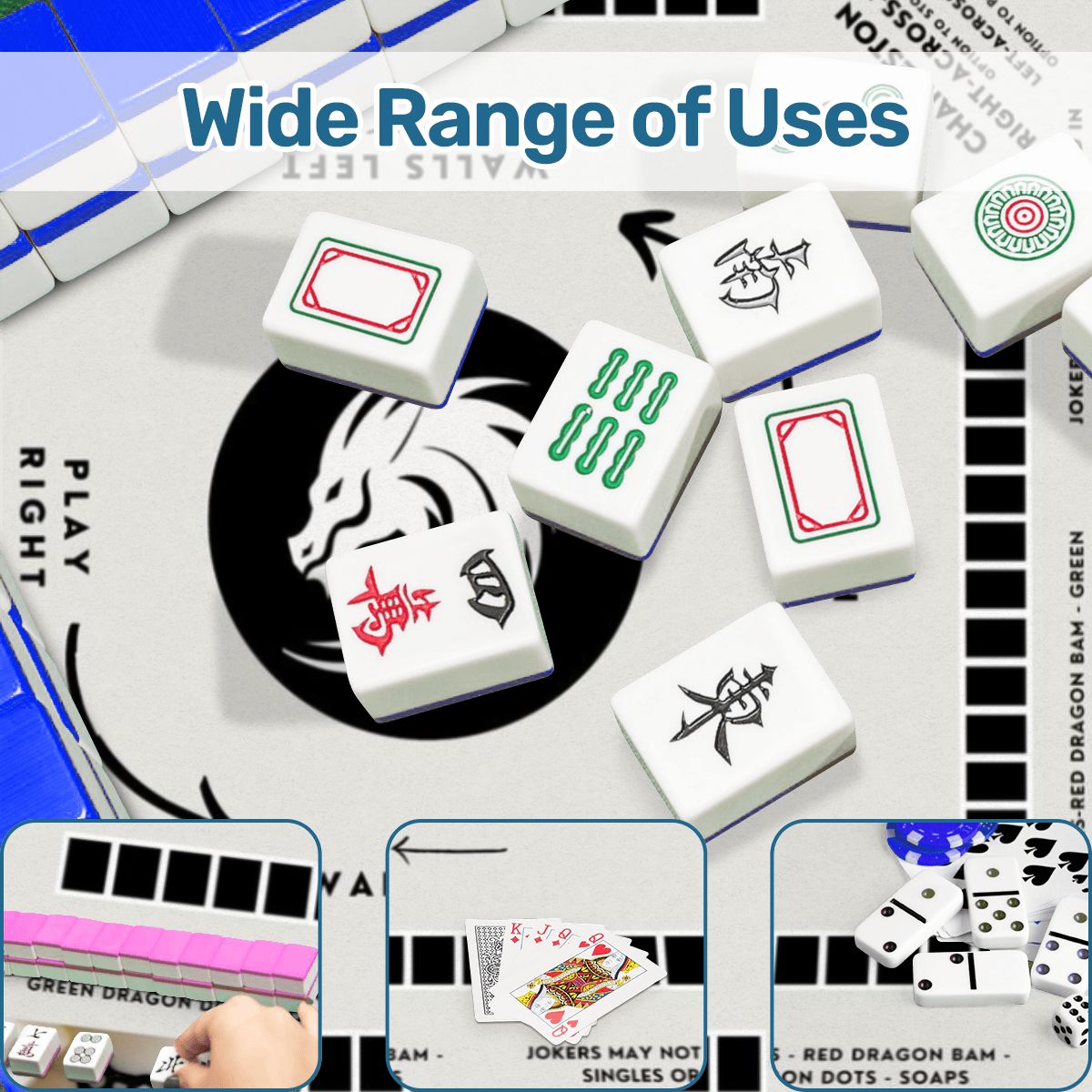 Tile Design Mahjong Mat 31.5 x 31.5 - Durable Playing Surface, Handmade Mat