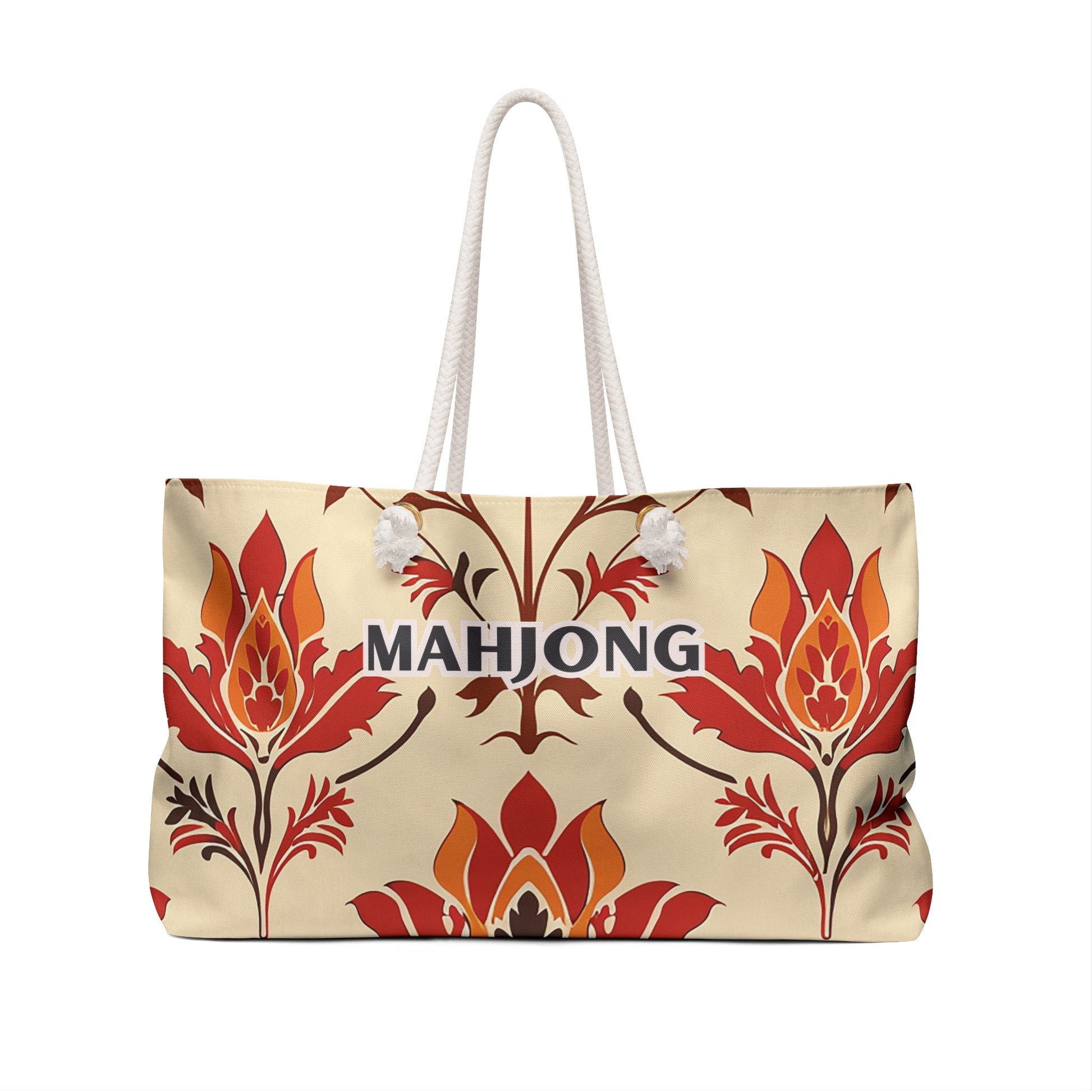 Orange Zesty Blossom Mahjong Tote Bag