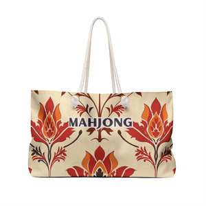 Orange Zesty Blossom Mahjong Tote Bag