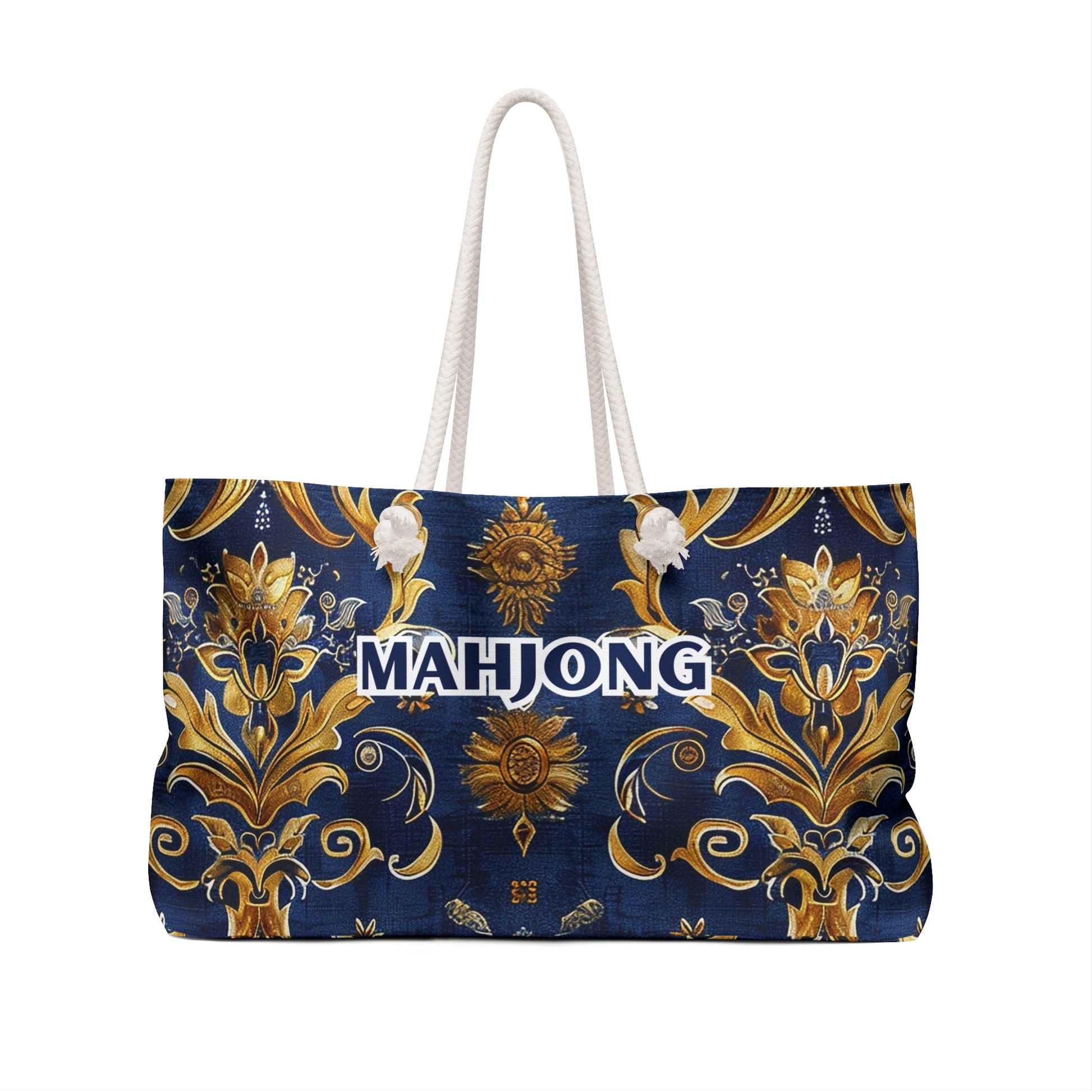 Blue and Hints of Gold Kaleidoscopic Mahjong Tote Bag