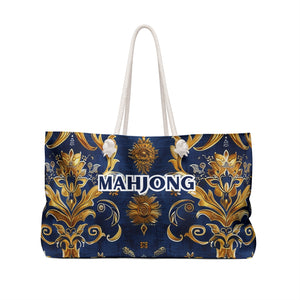 Blue and Hints of Gold Kaleidoscopic Mahjong Tote Bag