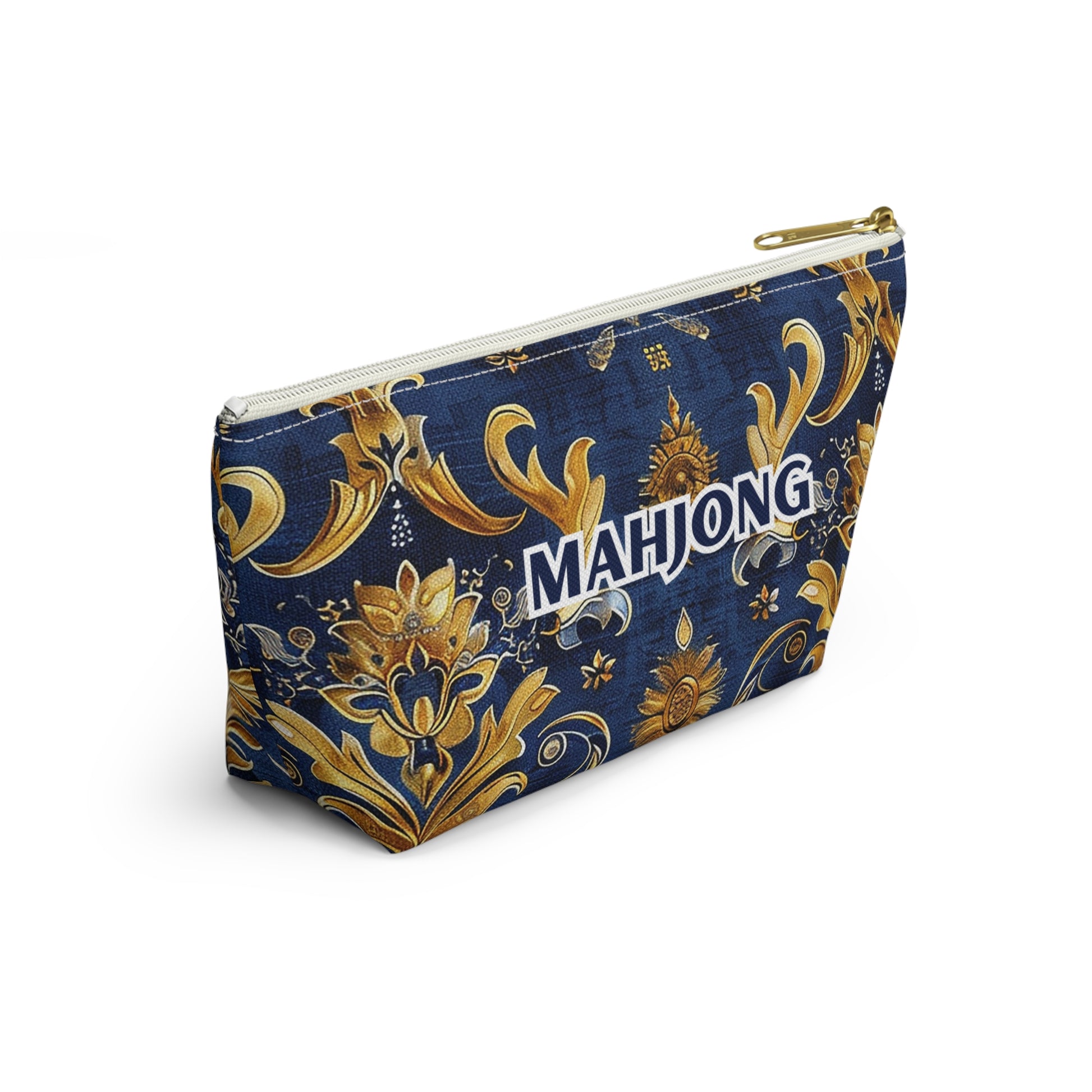 Vibrant Blue and Hints of Gold Mahjong Pouch