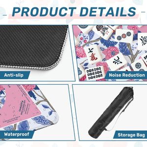 Pink Floral Mahjong Mat with Storage Case