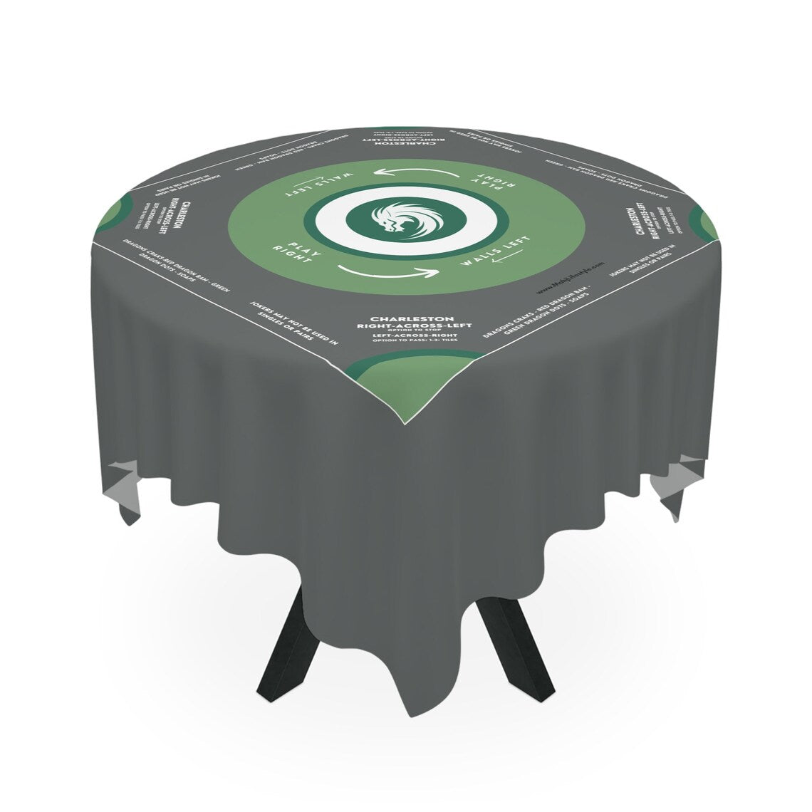 Elegant Grey and Green Mahjong Tablecloth - Premium Quality