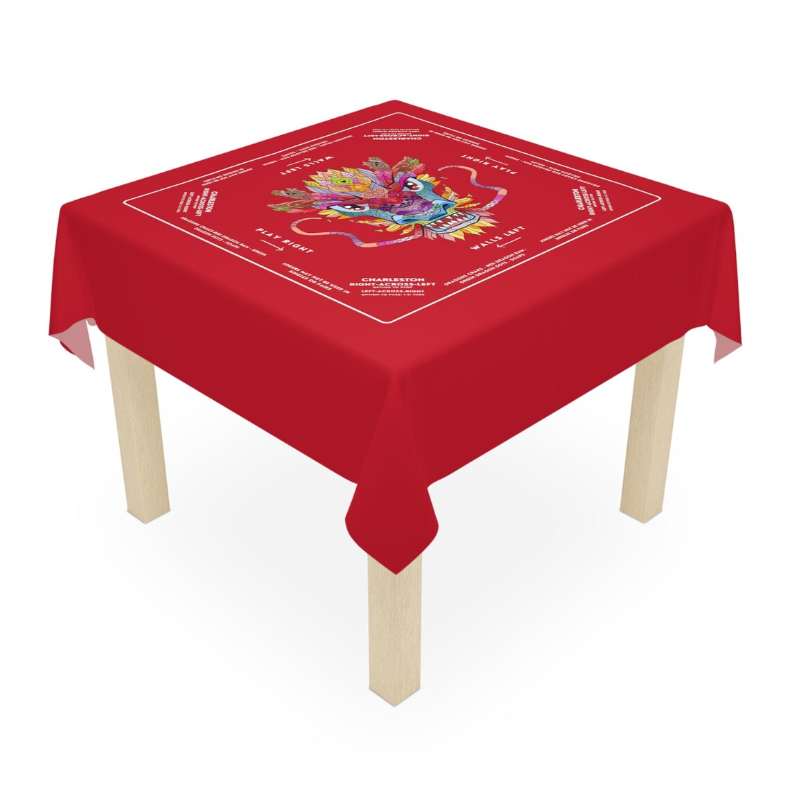Vibrant Red Dragon Design Mahjong Tablecloth - Perfect for Mahjong Players and Enthusiasts