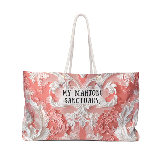 PinkWhite Mahjong Tote Bag