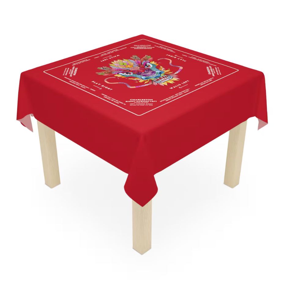 Vibrant Red Dragon Design Mahjong Tablecloth - Perfect for Mahjong Players and Enthusiasts