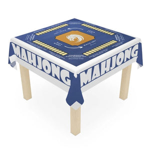 White blue with instructions-easy-to-follow mahjong tablecloth