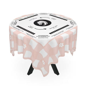 Playful Pink Floral Tablecloth for Mahjong Enthusiasts, great for beginners or students of the game