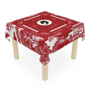Dark Red Mahjong, Chinoiserie Design, Chinoiserie Style Tablecloth, size 55.1