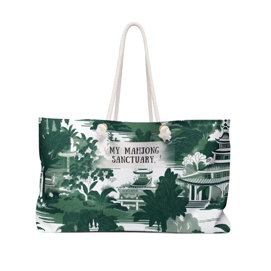 Green and White Tote Bag