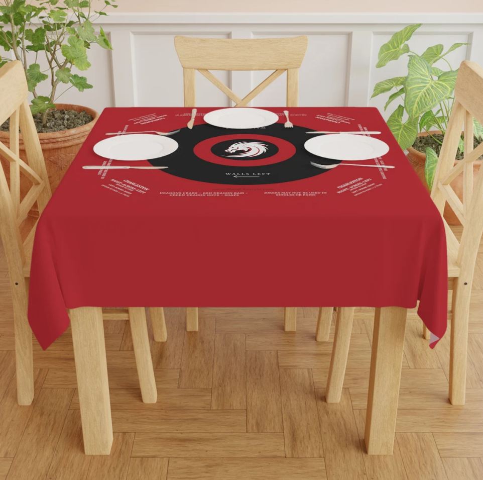 Dark Red Mahjong Game-easy-to-follow mah-jong tablecloth