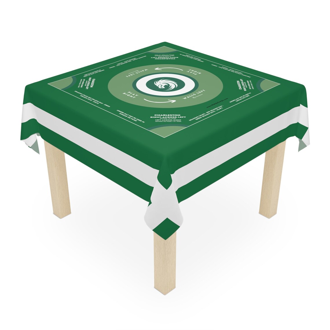 Handmade Green and White Mahjong Tablecloth - Perfect for Game Nights