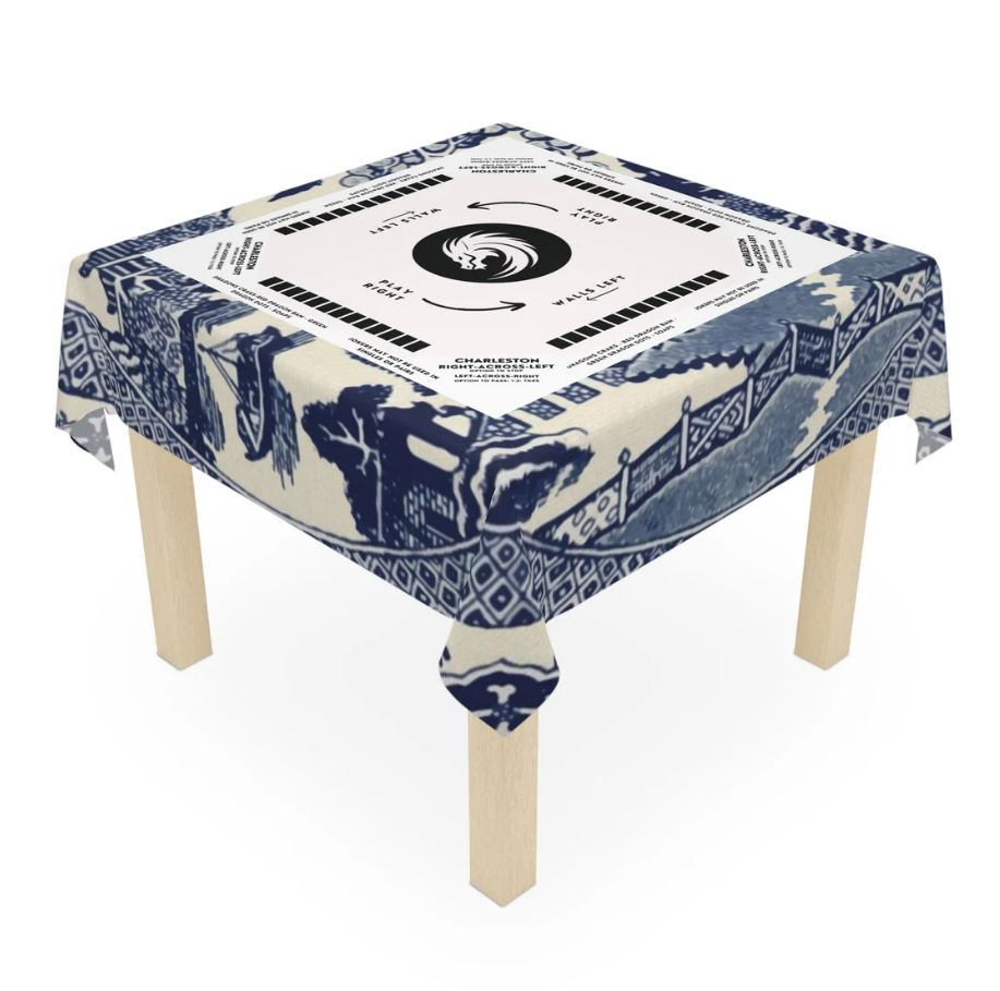 Modern Zen Mahjong Tablecloth with Instructions - Mah jongg Table cover Size 55 x 55, great for beginners learning how to play
