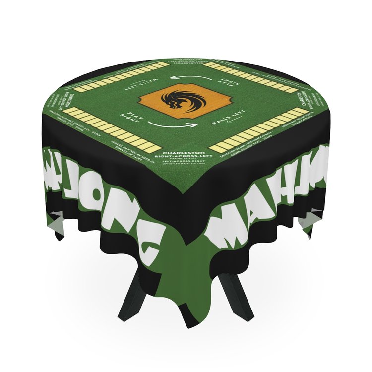 Green/Gold Basic Style-easy-to-follow mah-jong tablecloth