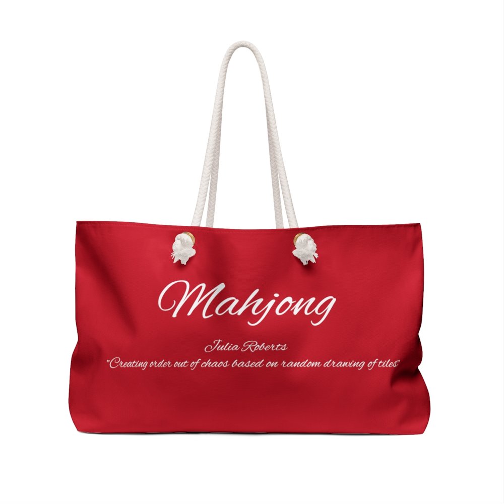 Dark Red Stylish Mahjong Tote Bag