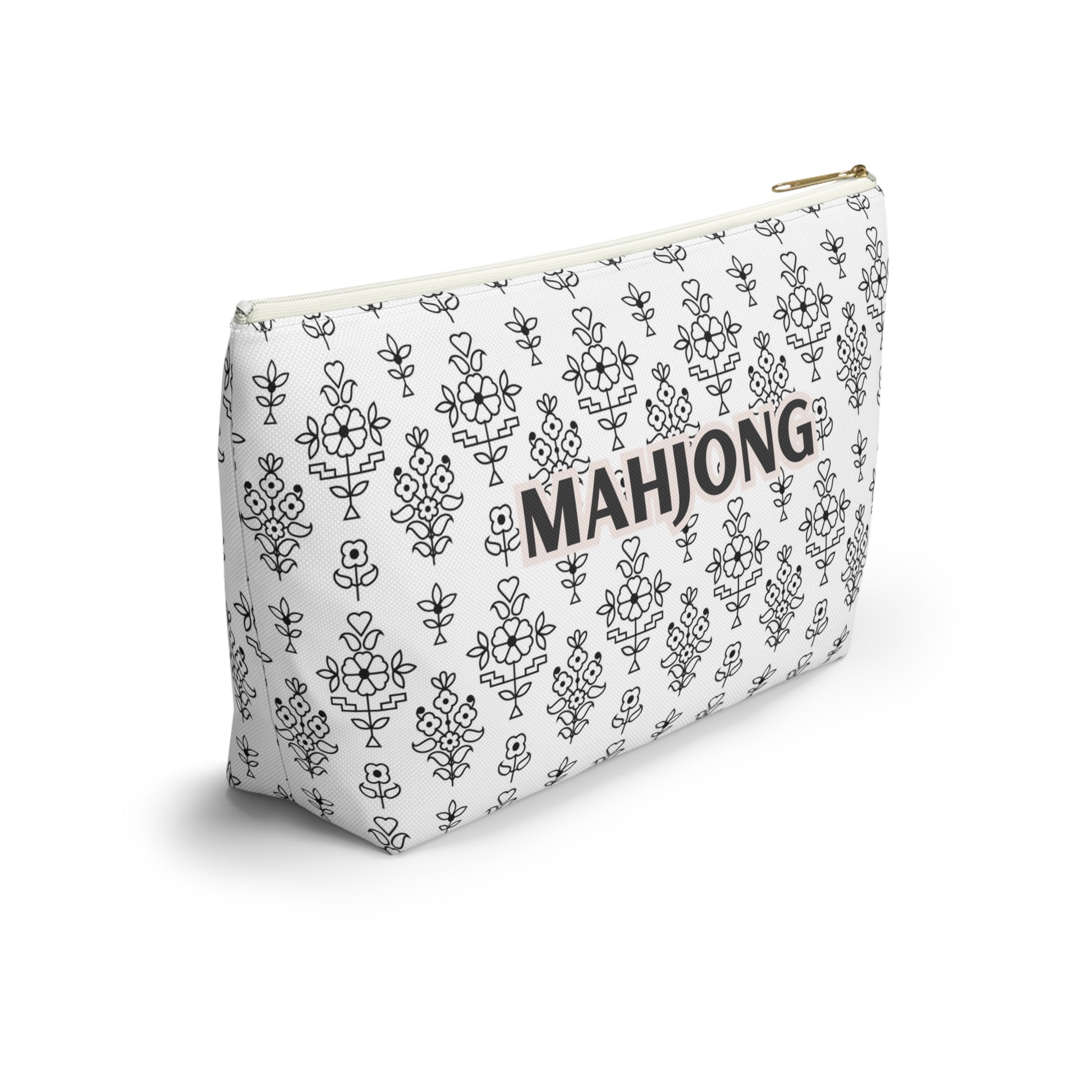 Effortlessly Chic White Mahjong Pouch for Essentials