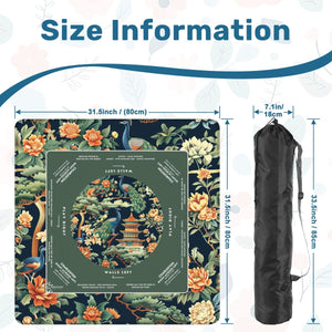 Green Peacock Chinoiserie Mahjong Mat with Storage Case