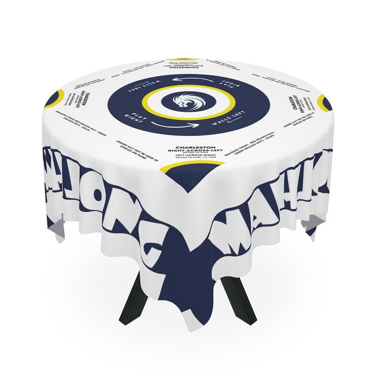 Blue/Yellow Design With Instructions-easy-to-follow mah-jong tablecloth