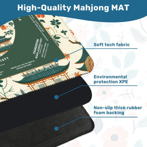 Green Peacock Design Mahjong Mat, Size 31.5 x 31.5  inches