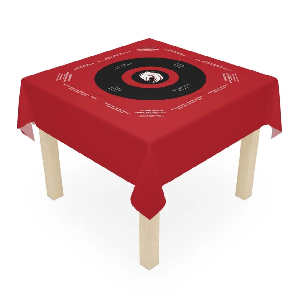 Dark Red Mahjong Game-easy-to-follow mah-jong tablecloth