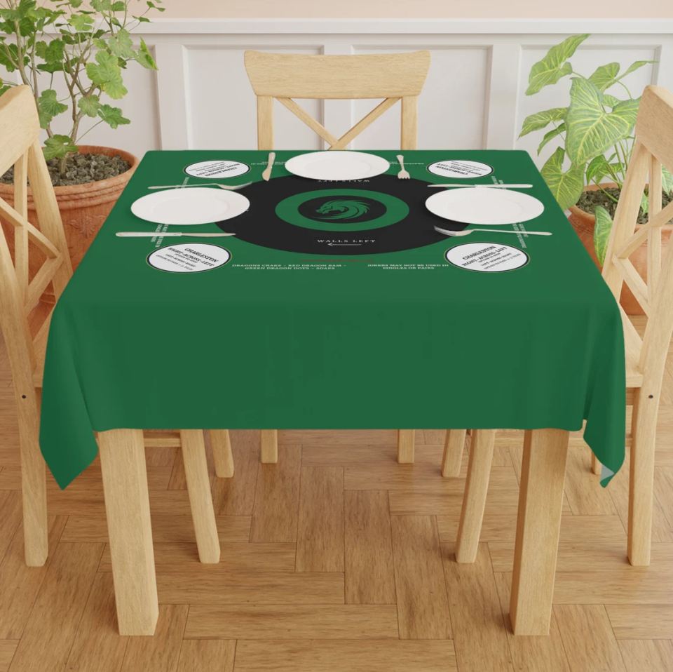 Green and Colorful Circles Mahjong Tablecloth-Handmade Table Cover for Game Nights