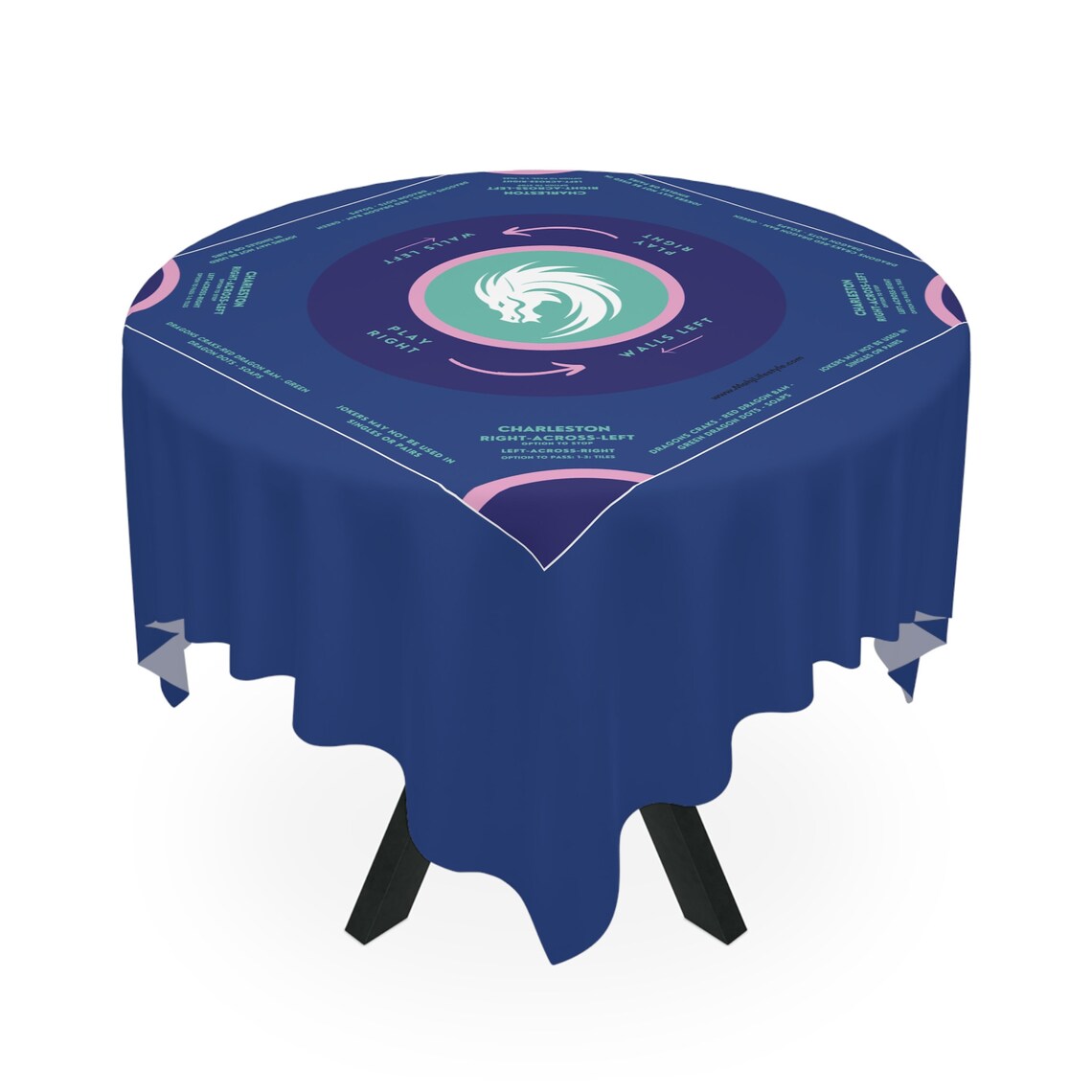 Elegant Blue and Purple Mahjong Tablecloth - Light Blue Design