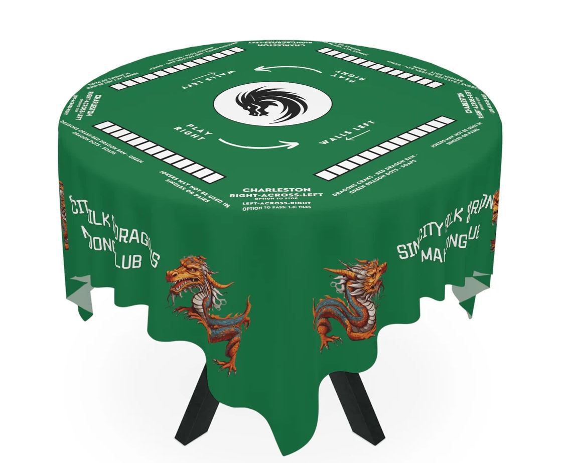 Personalized Mahjong Mat, Mahjong Rules and Instruction Tablecloth  Easy for Beginners  55.1 x 55.1 Size