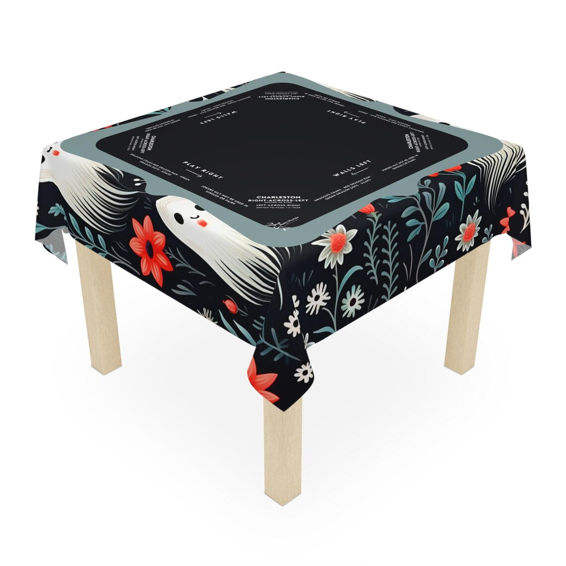 Halloween Mahjong Instructional Tablecloth - Perfect for Events, Mahjong Games, and Halloween Parties