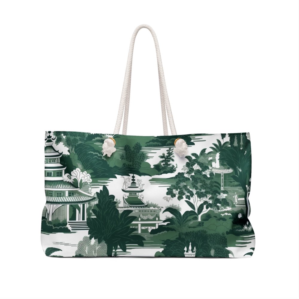 Green and White Tote Bag